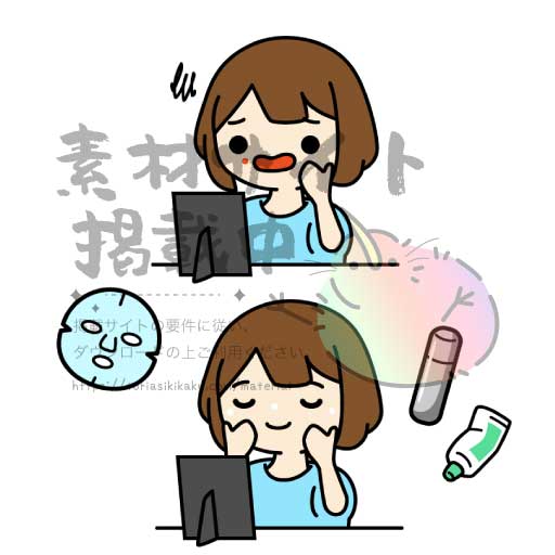 スキンケアをする女の子